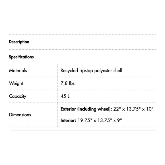 Terra 45L Glacier Blue Hybrid Carry-On Luggage - Picture 11 of 16